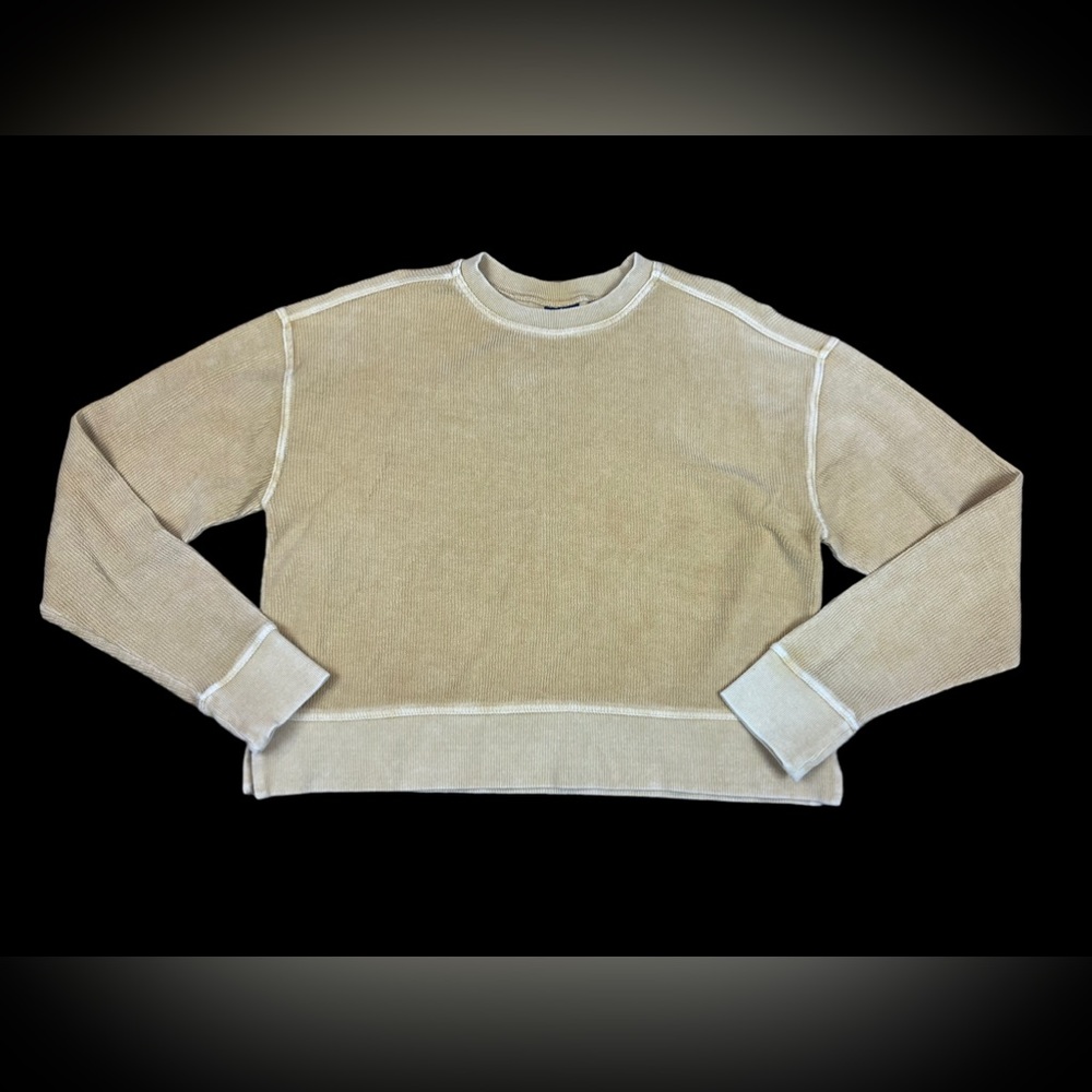 Charles River Size M Short Length Long Sleeve Crewneck Pullover Textured Yellow
